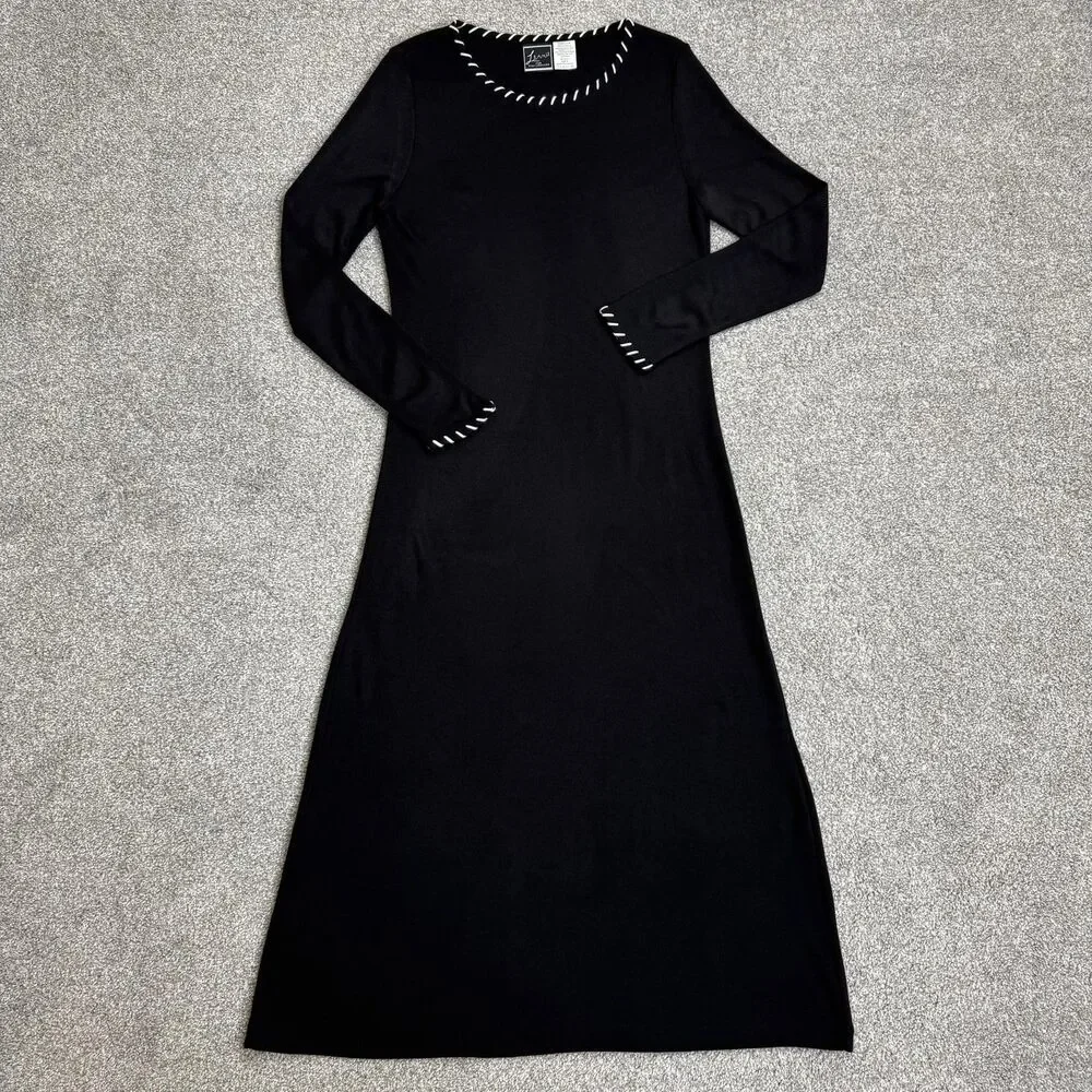 Lennie For Nina Leonard Dress Womens Small Black Knit Sweater Maxi Goth Punk Emo